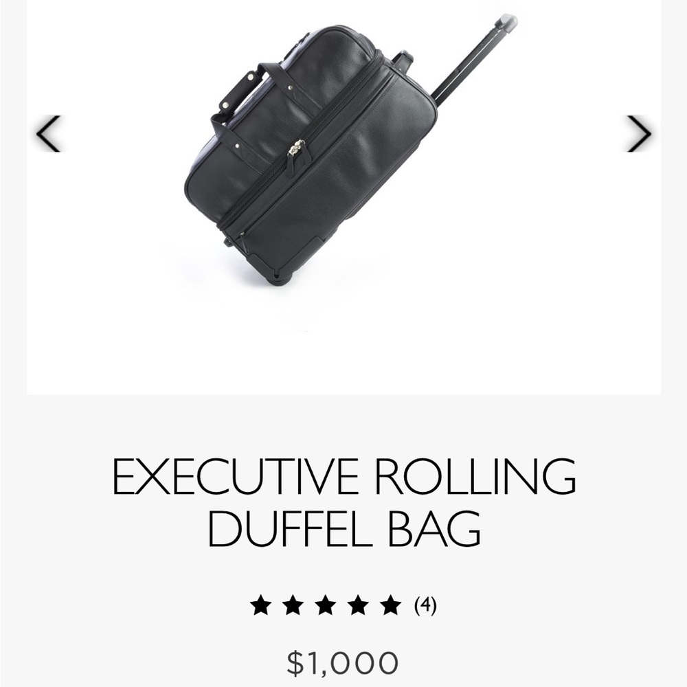 ROYCE Black Executive Rolling leather Duffel Bag